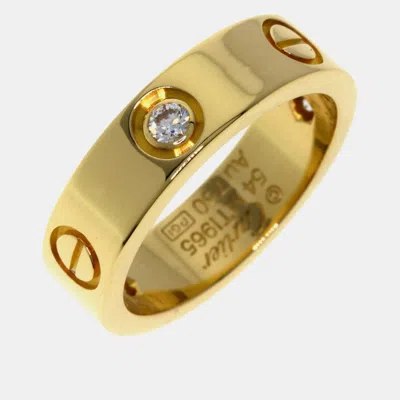Pre-owned Cartier 18k Yellow Gold And Diamond Love Band Ring Eu 54