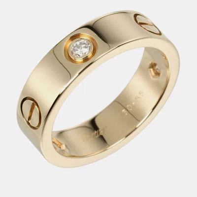 Pre-owned Cartier 18k Yellow Gold And Diamond Love Band Ring Eu 55