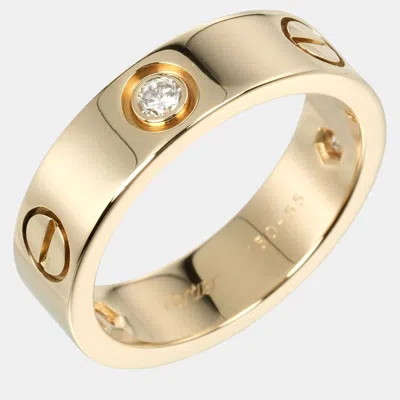 Pre-owned Cartier 18k Yellow Gold And Diamond Love Band Ring Eu 55