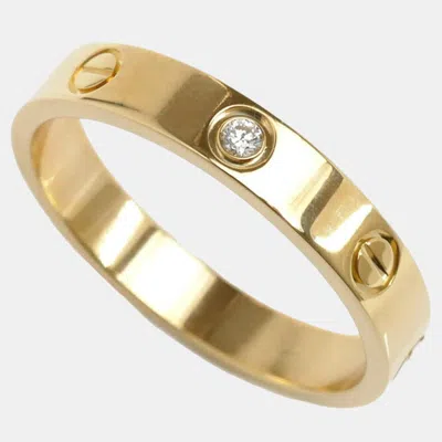 Pre-owned Cartier 18k Yellow Gold And Diamond Love Band Ring Eu 61