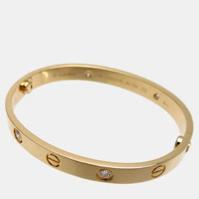 Pre-owned Cartier 18k Yellow Gold And Diamond Love Bangle Bracelet