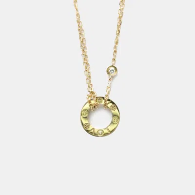Pre-owned Cartier 18k Yellow Gold And Diamond Love Pendant Necklace