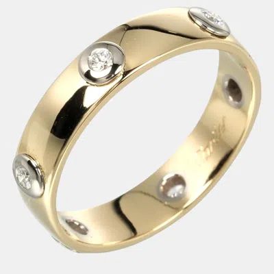 Pre-owned Cartier 18k Yellow Gold And Diamond Stella Band Ring Eu 49