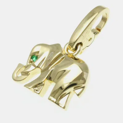 Pre-owned Cartier 18k Yellow Gold And Emerald Candy Elephant Charm