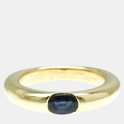 Pre-owned Cartier 18k Yellow Gold And Sapphire Ellipse Band Ring Eu 51