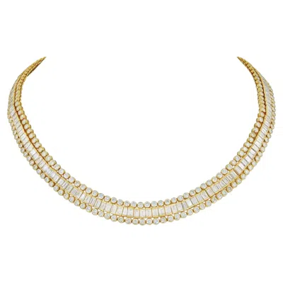 Pre-owned Cartier 18k Yellow Gold Baguette And Round Diamond Riviere Necklace