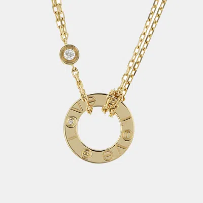 Pre-owned Cartier 18k Yellow Gold Diamond Love Double Chain Necklace