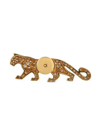 Pre-owned Cartier 18k Yellow Gold Diamond Panther Pin