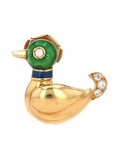 Pre-owned Cartier 18k Yellow Gold Duck Diamond Brooch