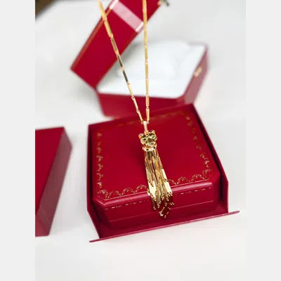 Pre-owned Cartier 18k Yellow Gold Emerald Onyx Tassel Necklace