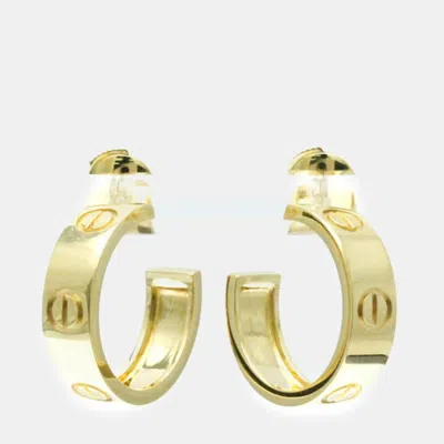 Pre-owned Cartier 18k Yellow Gold Half Hoop Love Earrings