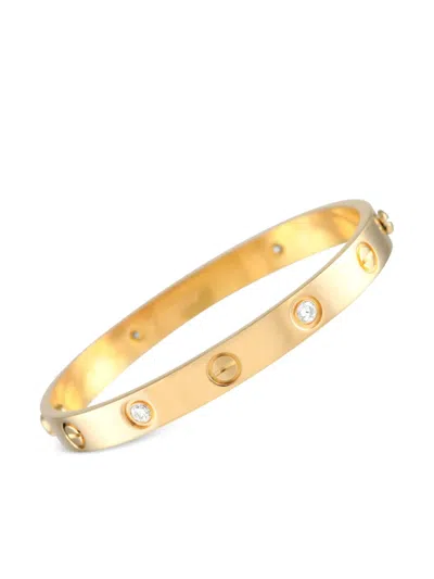 Pre-owned Cartier 18k Yellow Gold Love 4 Diamond Bracelet