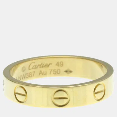 Pre-owned Cartier 18k Yellow Gold Love Platinum Ring Eu 49