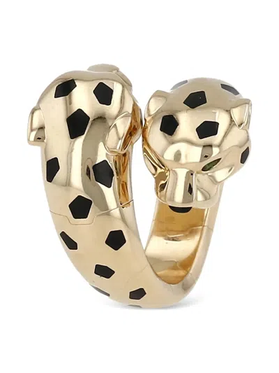 Pre-owned Cartier 18k Yellow Gold Panther Tsavorites Ring