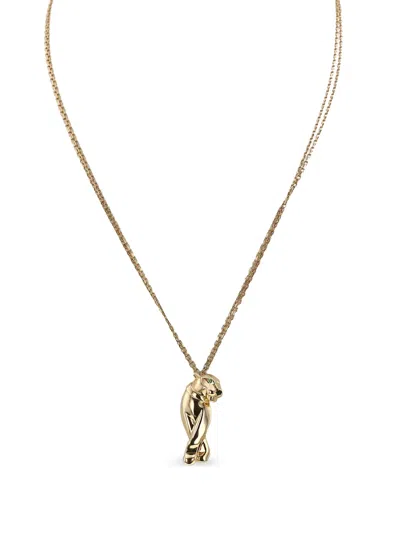 Pre-owned Cartier 18k Yellow Gold Panthère Tsavorites And Onyx Necklace