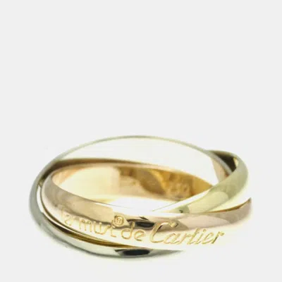 Pre-owned Cartier 18k Yellow Gold Rose Gold White Gold Trinity Ring Eu 53