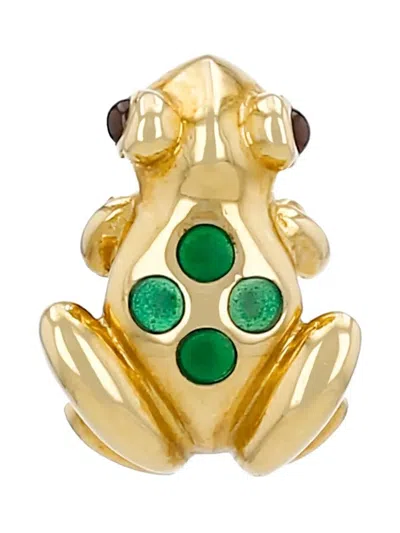 Pre-owned Cartier 18k Yellow Gold Ruby And Emerald Brooch