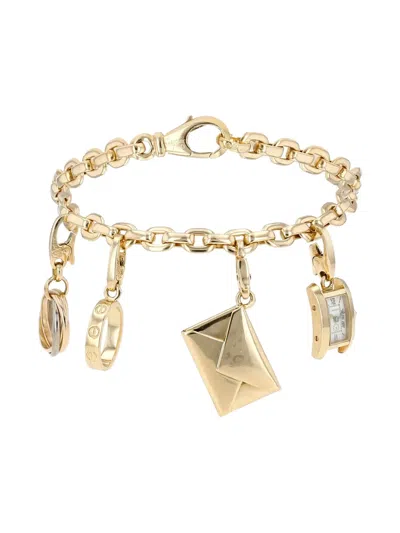 Pre-owned Cartier 18k Yellow Gold Sapphire Charm Bracelet