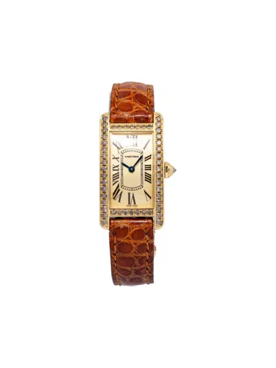 Pre-owned Cartier 18k Yellow Gold Tank Americaine Diamond 19mm In Neutral