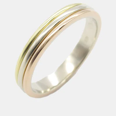 Pre-owned Cartier 18k Yellow Pink And White Gold Vendome Ring Eu 58