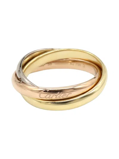 Pre-owned Cartier 18k Yellow, Rose And White Gold Trinity Diamond Ring