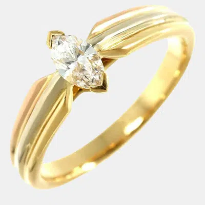Pre-owned Cartier 18k Yellow Rose White Gold And Diamond Trinity Solitaire Ring Eu 49
