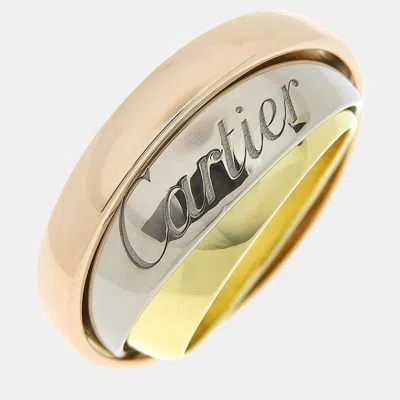 Pre-owned Cartier 18k Yellow Rose White Gold Trinity Band Ring Eu 49