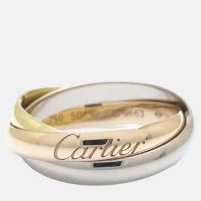 Pre-owned Cartier 18k Yellow Rose White Gold Trinity Band Ring Eu 50