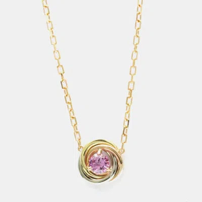 Pre-owned Cartier 18k Yellow Rose White Gold Trinity Pink Sapphire Necklace