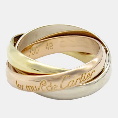 Pre-owned Cartier 18k Yellow Rose White Gold Trinity Ring Eu 49