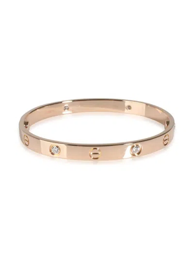Pre-owned Cartier 18kt Rose Gold Love Diamond Bracelet In Pink