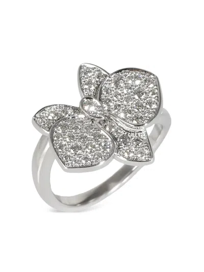 Pre-owned Cartier 18kt White Gold Caresse D'orchidées Diamond Ring In Silver