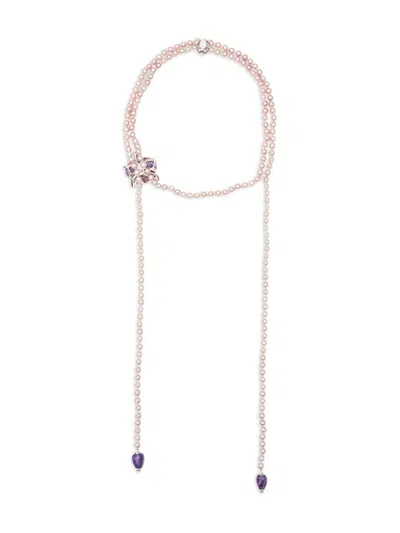 Pre-owned Cartier 18k白金 Floral 珍珠晶饰项链（典藏款） In White