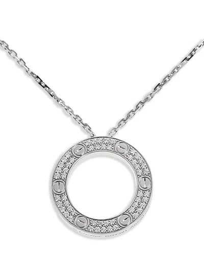 Pre-owned Cartier 18kt White Gold Love Diamond Necklace In Silver