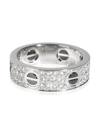 Pre-owned Cartier 18kt White Gold Love Diamond Ring In Silver