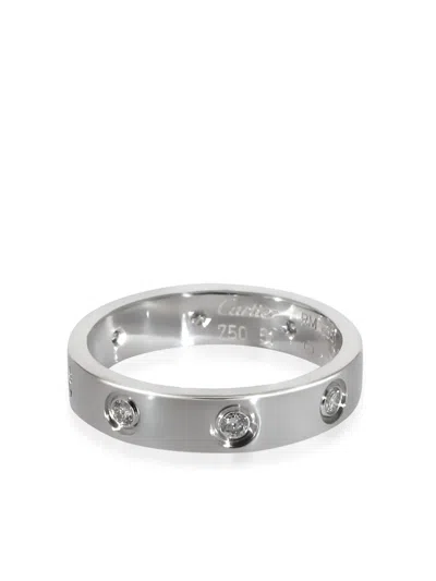 Pre-owned Cartier 18kt White Gold Love Diamond Ring In Silver