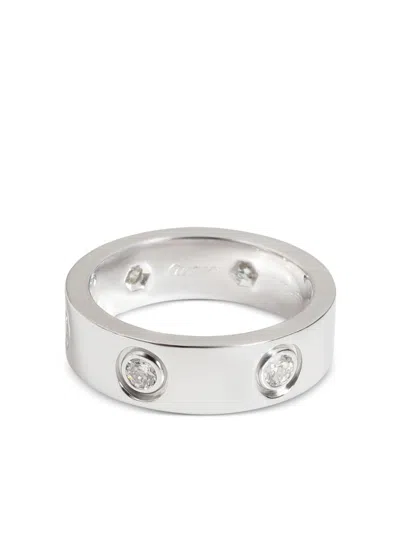 Pre-owned Cartier 18kt White Gold Love Diamond Ring In Silver