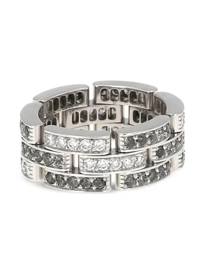 Pre-owned Cartier 18kt White Gold Maillon Panthère Diamond Ring In Silver