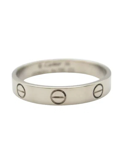 Pre-owned Cartier 18kt White Gold Screw Ring In Silver