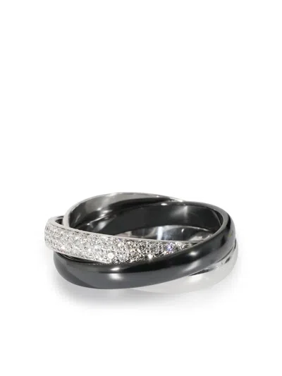 Pre-owned Cartier 18kt White Gold Trinity Diamond Ring In Silver