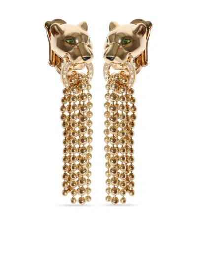 Pre-owned Cartier 18kt Yellow Gold Panthère De  Diamond Earrings