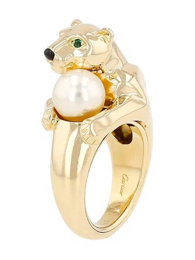 Pre-owned Cartier 18kt Yellow Gold Panthère Vedra Ring
