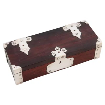 Pre-owned Cartier 1950 Presentation Desk Box In .925 Sterling Silver And Brown Wood In Box