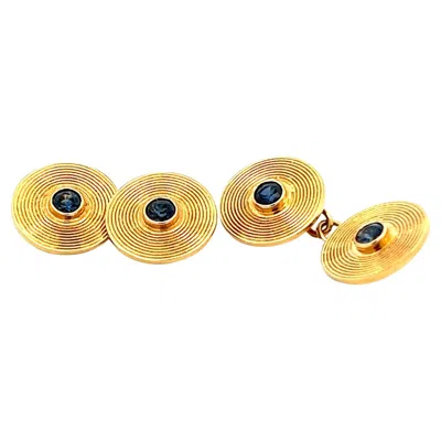 Pre-owned Cartier 1950s Yellow Gold French  Sapphire Cufflinks Signed