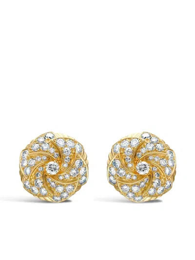 Pre-owned Cartier 1960s  18kt Yellow Gold Diamond Clip Earrings