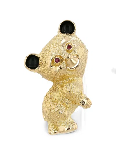 Pre-owned Cartier 1960s Ruby And Enamel Bear Brooch In Gold