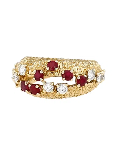 Pre-owned Cartier 1970s 18k Yellow Gold Diamond And Ruby Ring