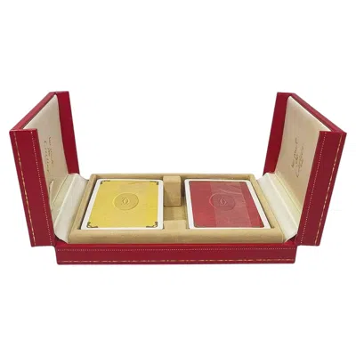 Pre-owned Cartier 1970s  Playing Cards Box, Red Leather, Silk Lined, France