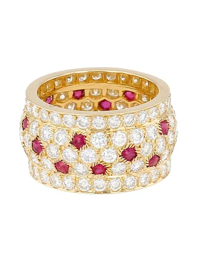 Pre-owned Cartier 1980's 18kt Yellow Gold Nigeria Ruby And Diamonds Ring
