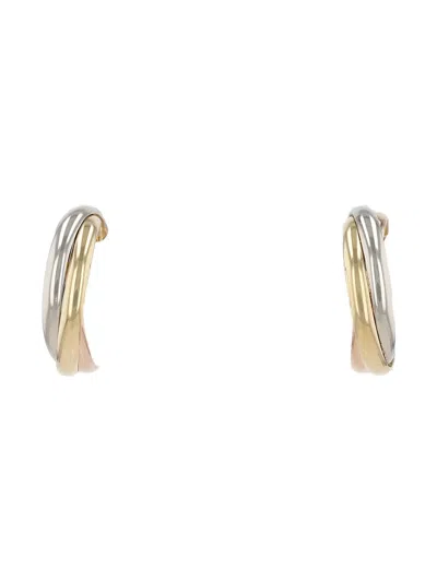 Pre-owned Cartier 1980s Gold Trinity Earrings In Silver
